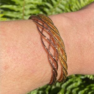 NEW-Elegant Gold & Rose Gold Cuff Braided Bracelet